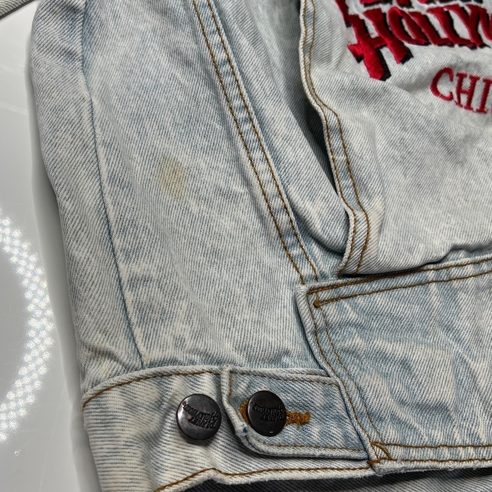 Planet Hollywood Chicago Sz S Vintage 1991 Acid Washed Loose Fit Denim Jacket - Picture 7 of 13